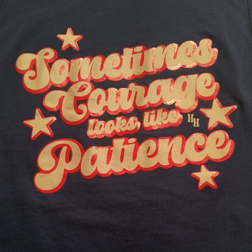 Navy Graphic Muscle Tank with Orange & Cream Script